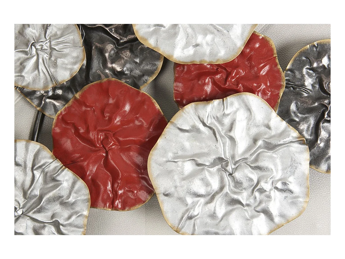 Décoration murale métal bouquet abstrait rouge gris