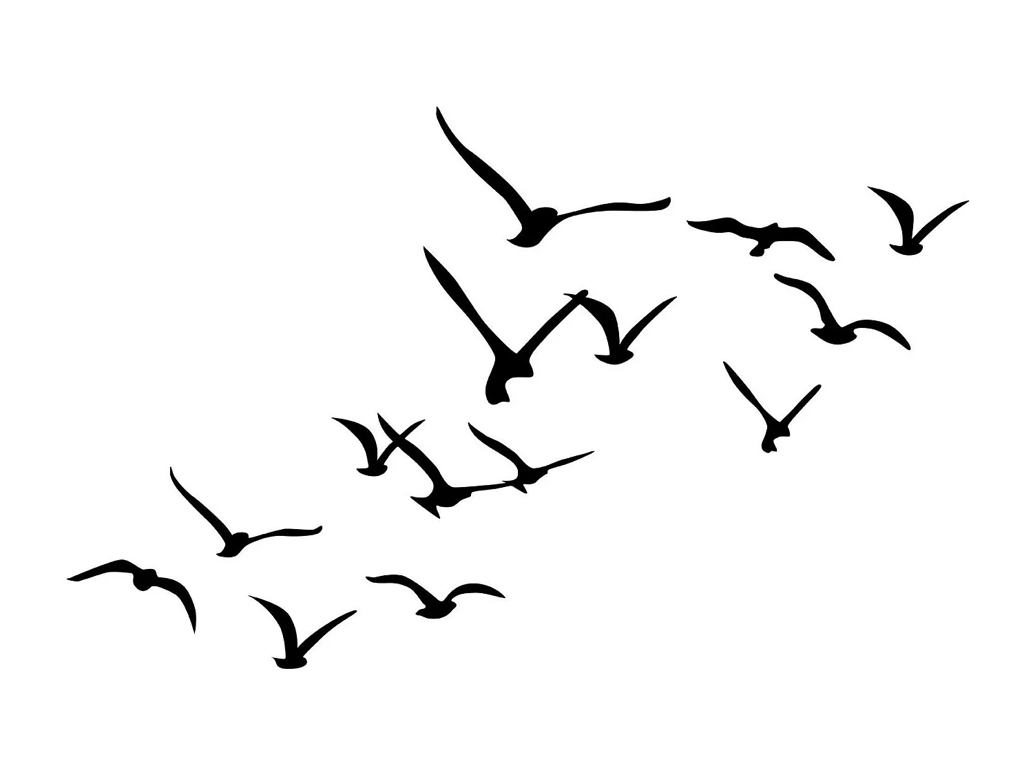 Décoration murale nature – oiseaux métal noir (lot de 11)