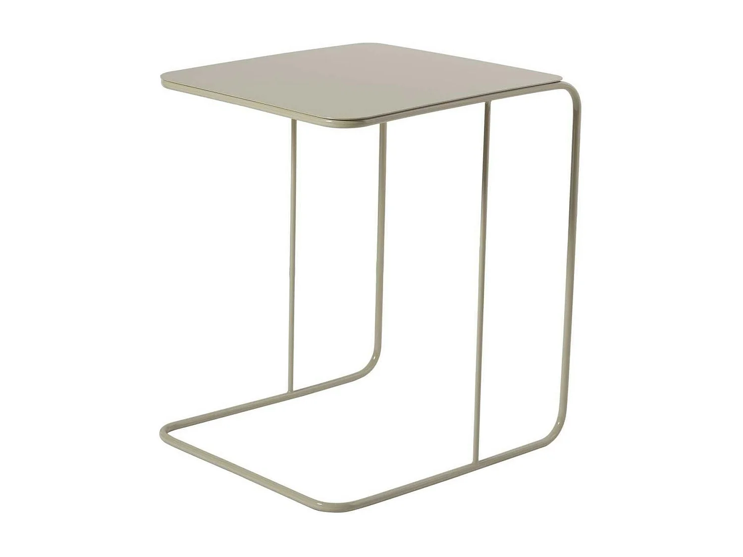 Bout de canapé design métal taupe – plateau carré moderne SFAX