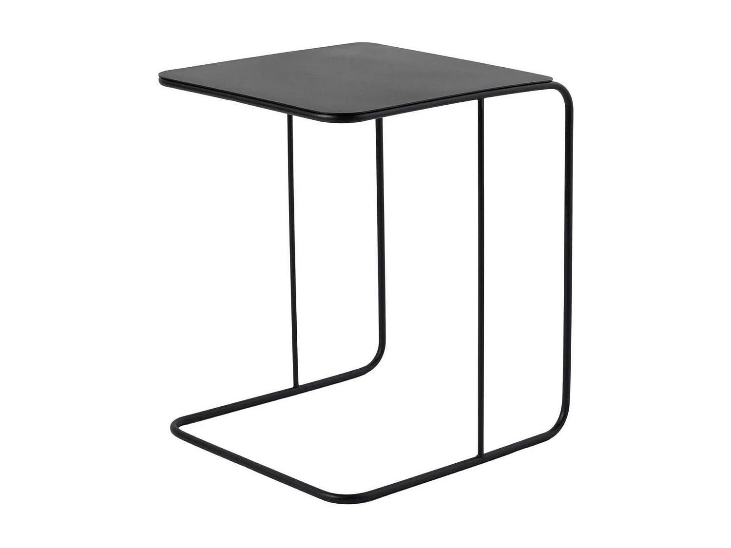 Bout de canapé design métal noir – plateau carré moderne SFAX