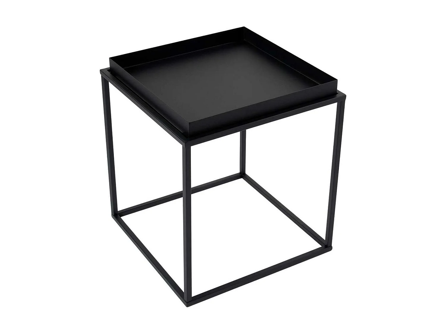 Bout de canapé cube noir – plateau mobile, style design SFAX