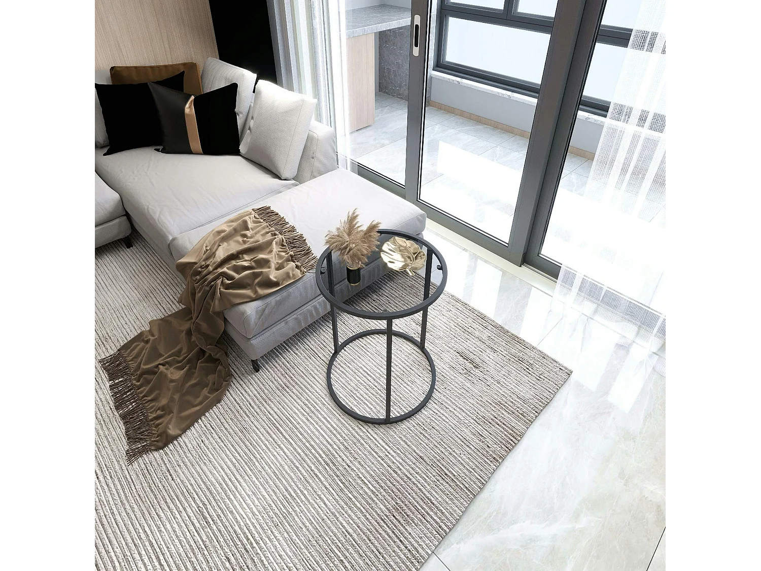 Bout de canapé rond en verre trempé - style design TULUM