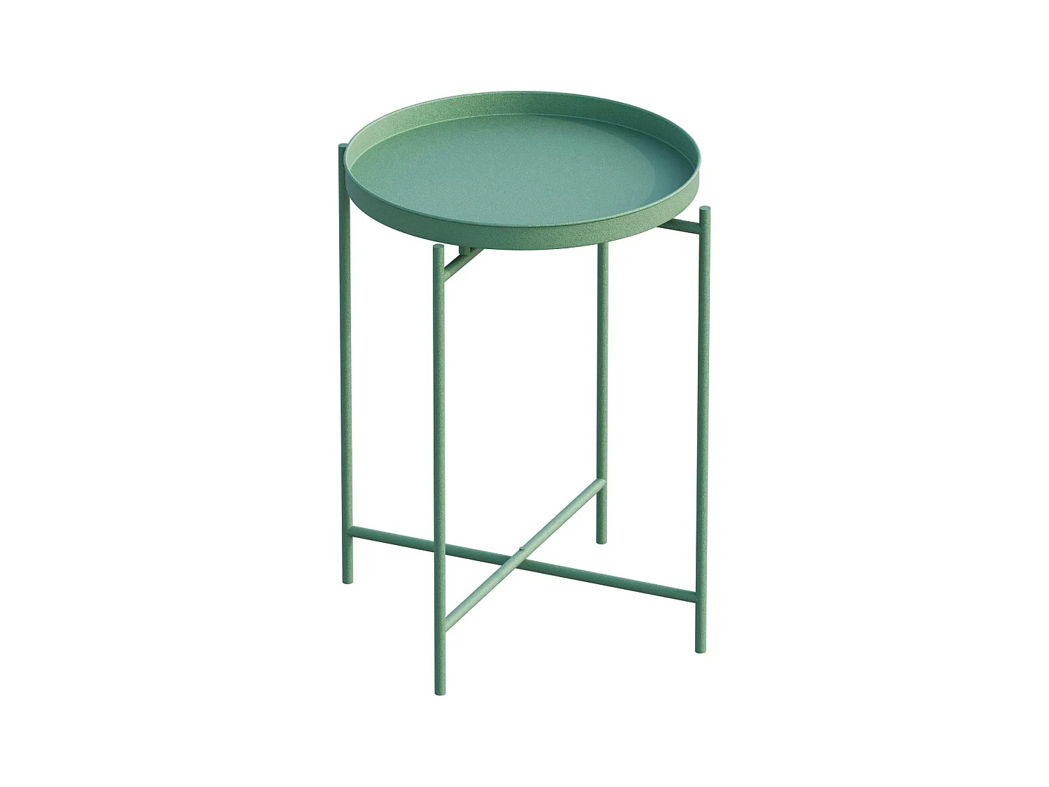 Petite table d'appoint verte - structure ronde, métal SFAX