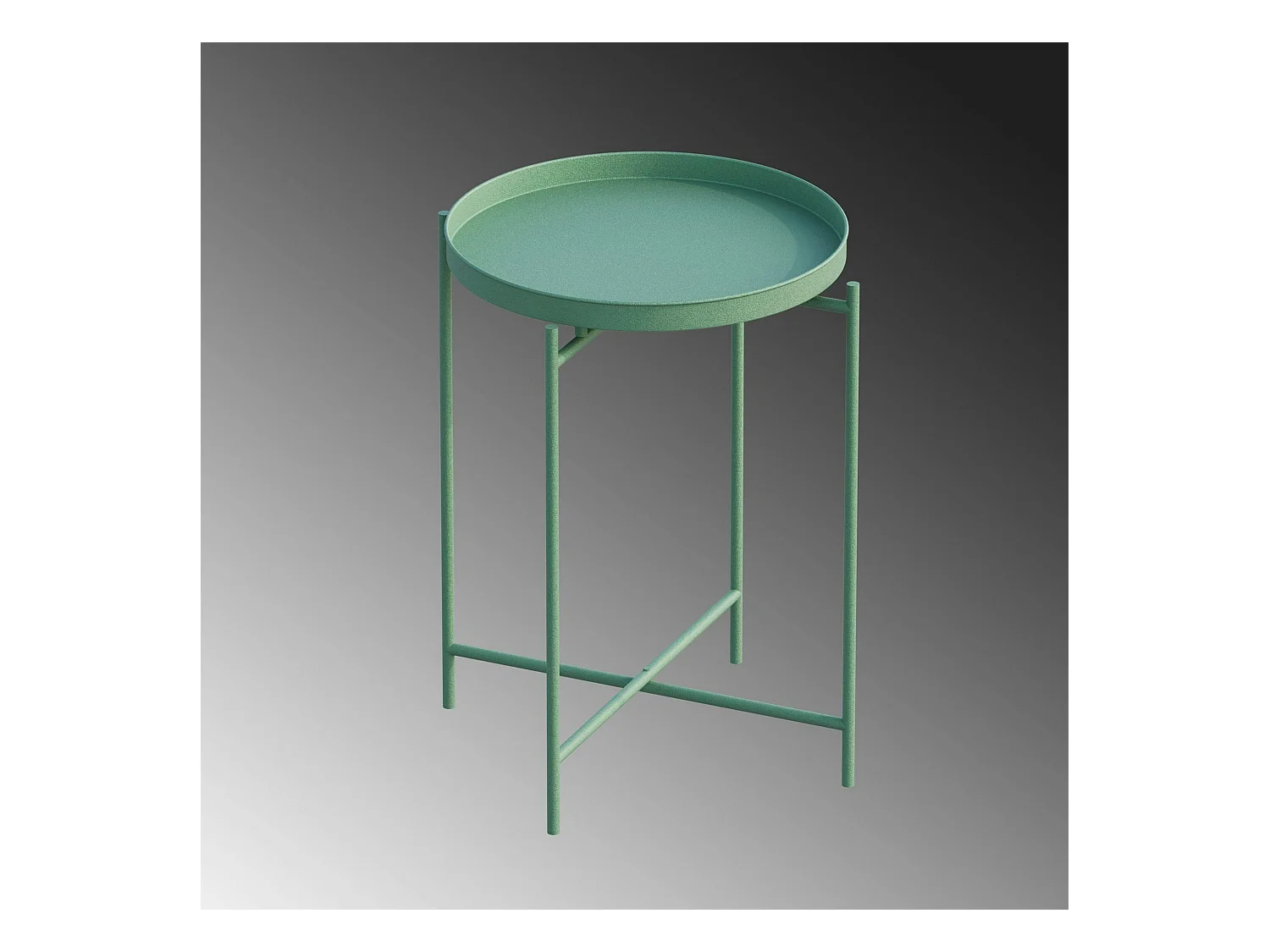 Petite table d'appoint verte - structure ronde, métal SFAX