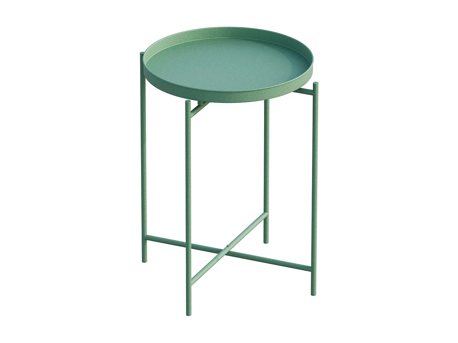Petite table d'appoint verte - structure ronde, métal SFAX