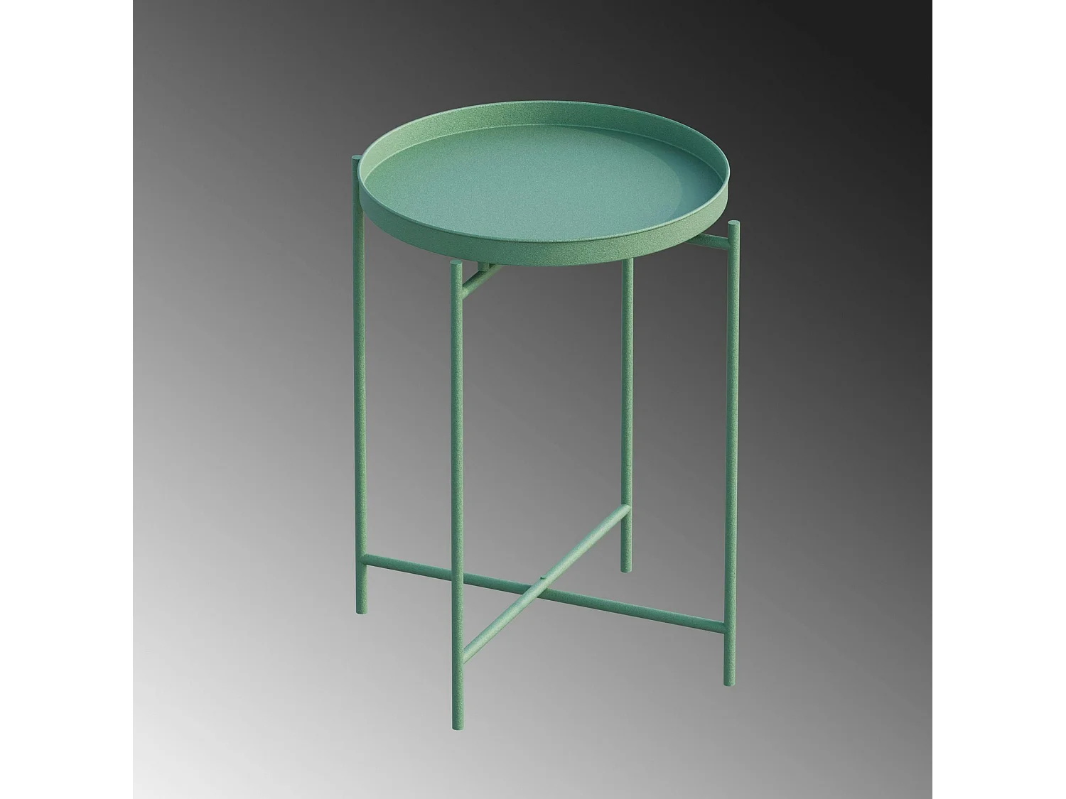 Petite table d'appoint verte - structure ronde, métal SFAX
