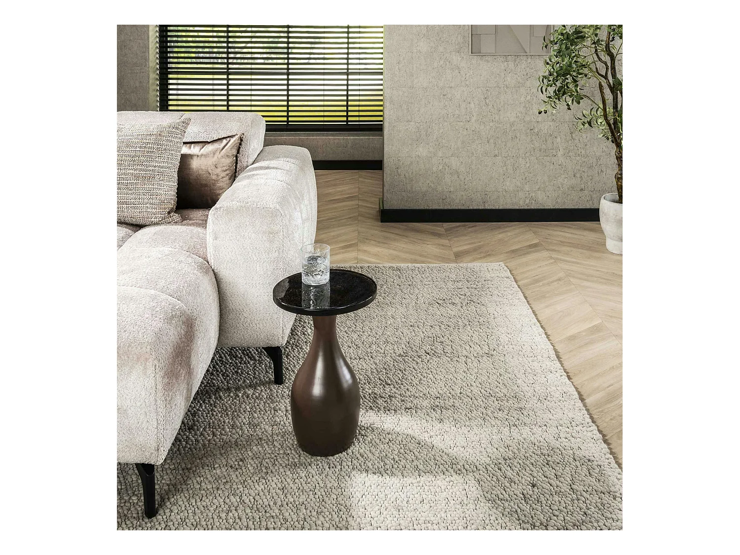 Table d’appoint en verre – cuivre antique, 45 cm LAGUNA