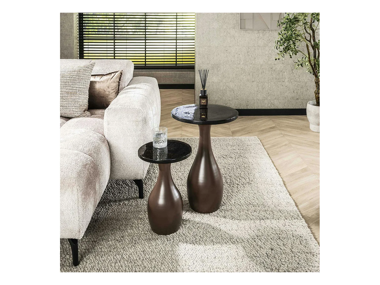 Table d’appoint en verre – cuivre antique, 45 cm LAGUNA