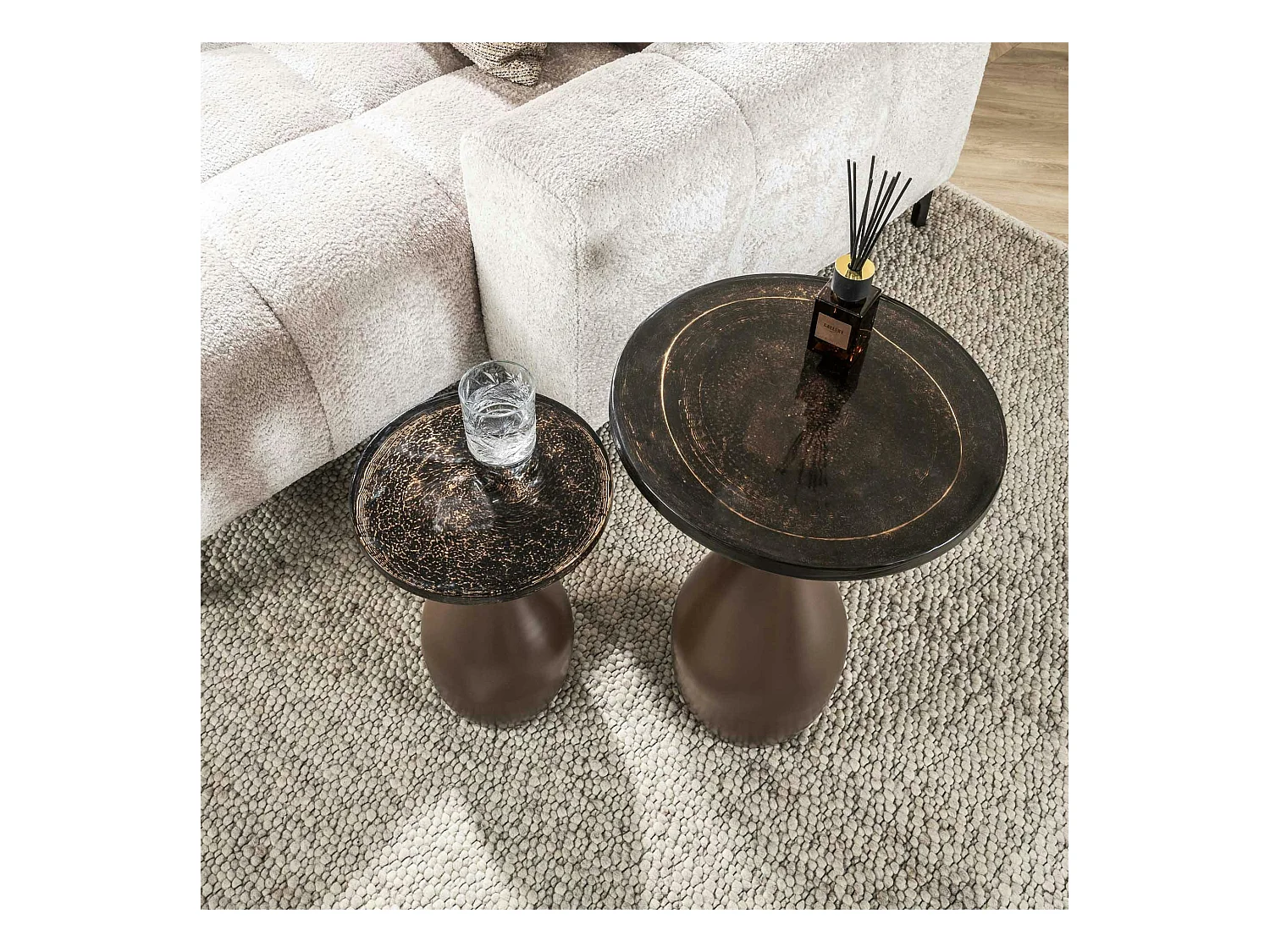 Table d’appoint en verre – cuivre antique, 45 cm LAGUNA