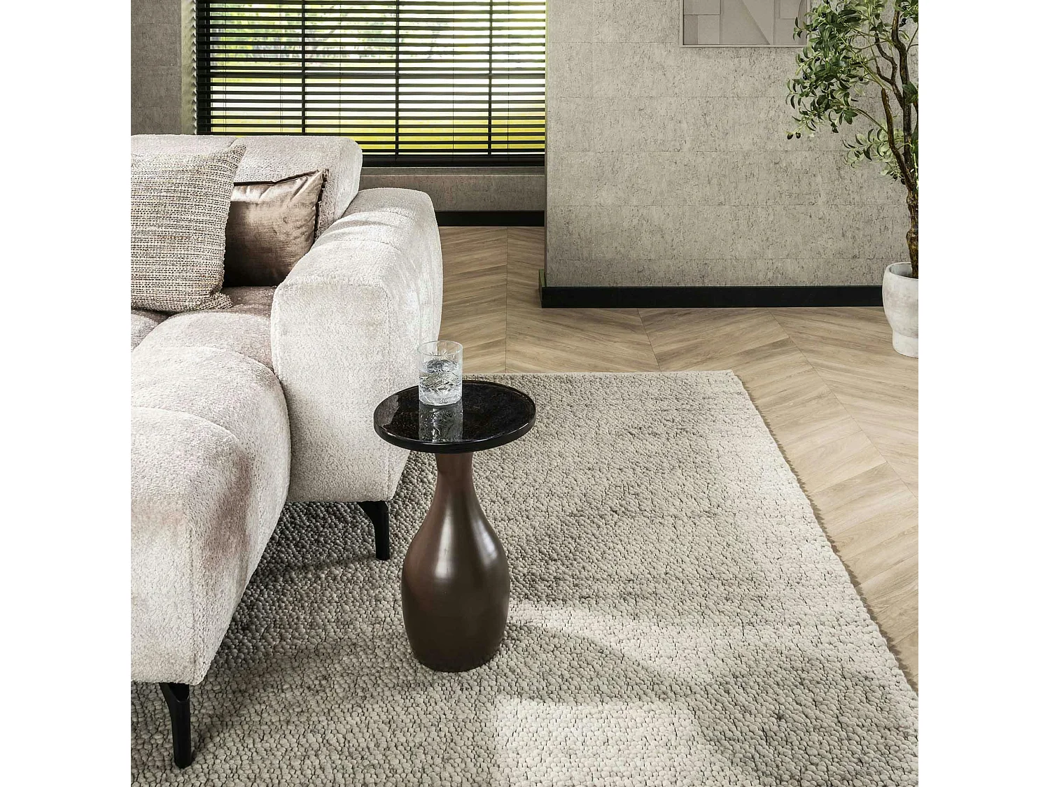 Table d’appoint en verre – cuivre antique, 45 cm LAGUNA