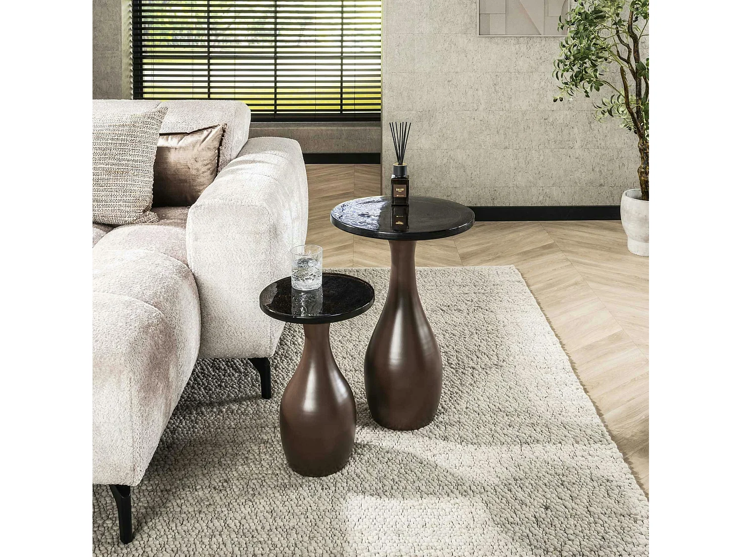 Table d’appoint en verre – cuivre antique, 45 cm LAGUNA