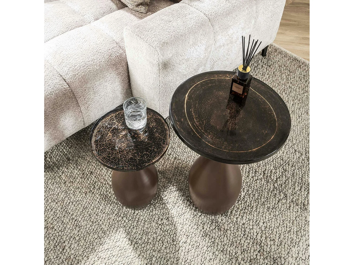 Table d’appoint en verre – cuivre antique, 45 cm LAGUNA