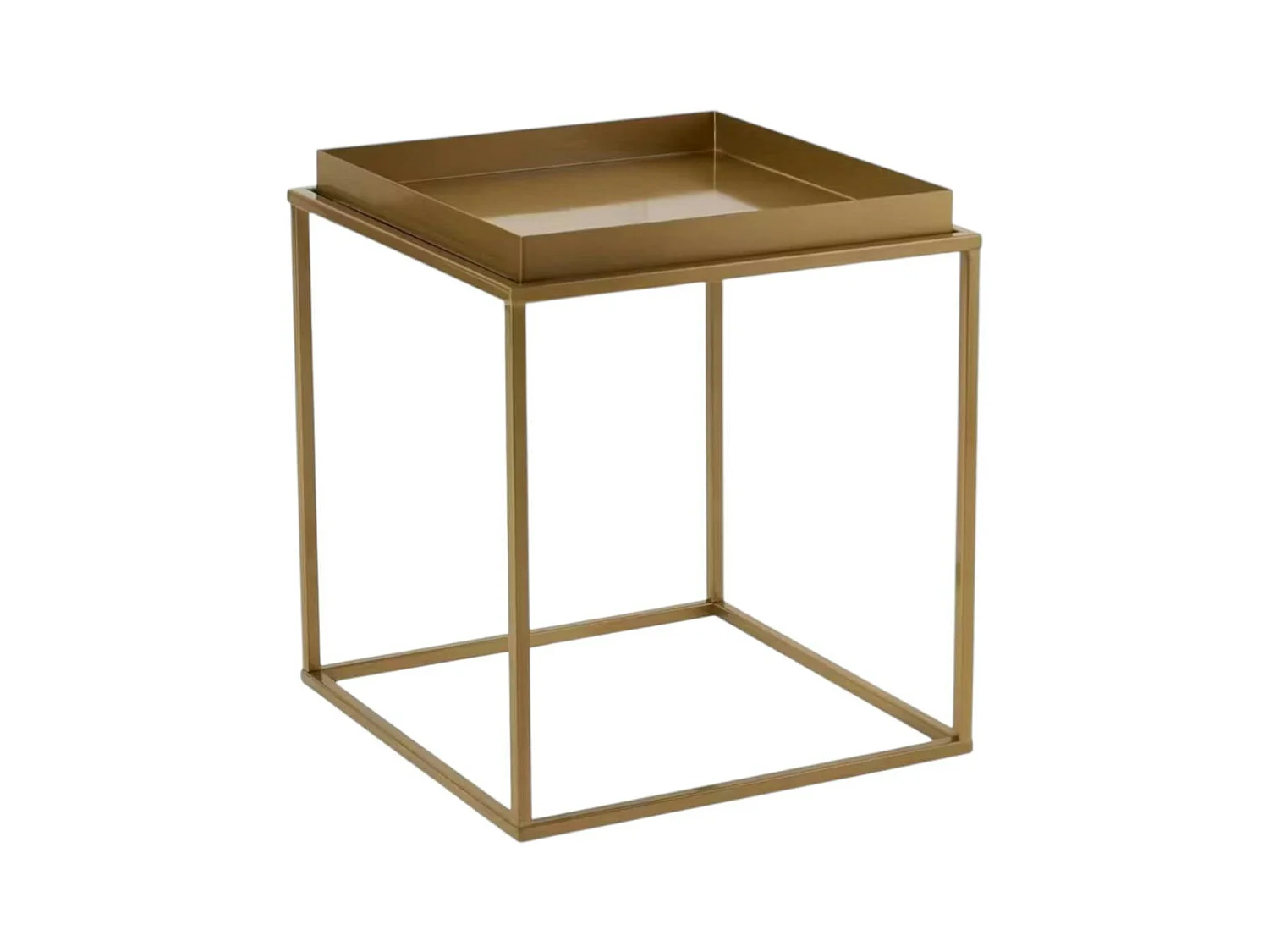 Bout de canapé cube doré – plateau mobile, style design SFAX