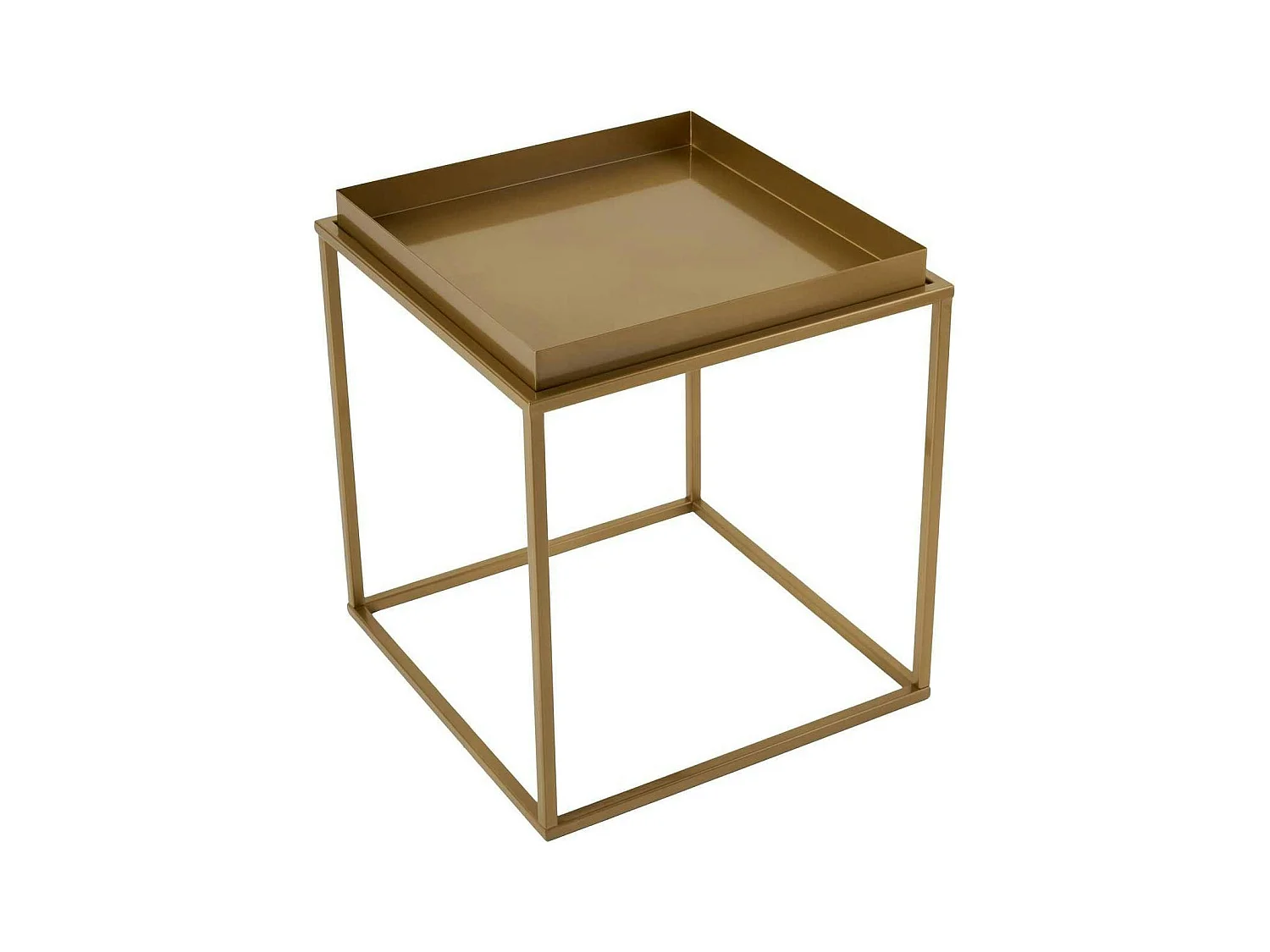 Bout de canapé cube doré – plateau mobile, style design SFAX