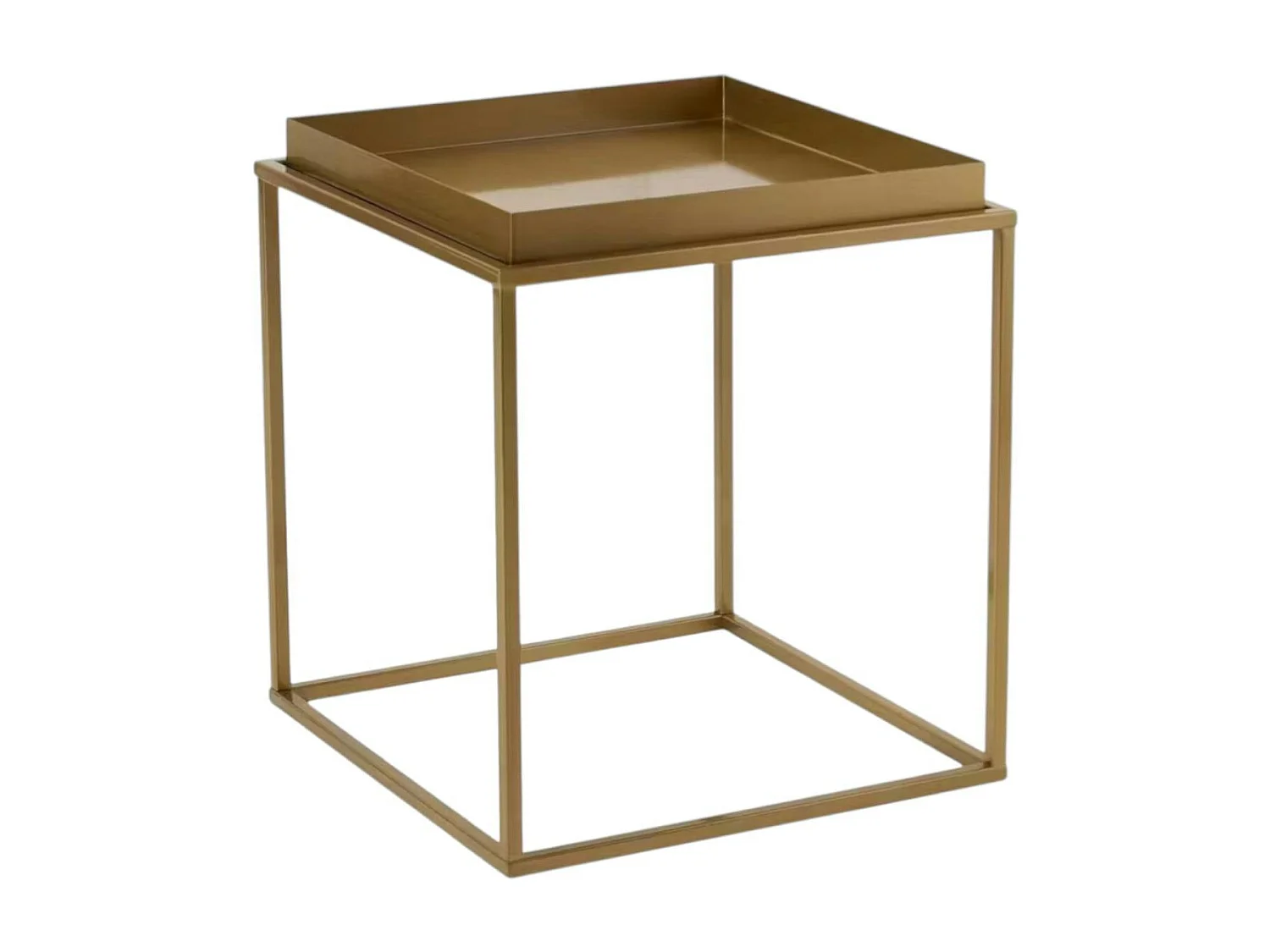 Bout de canapé cube doré – plateau mobile, style design SFAX