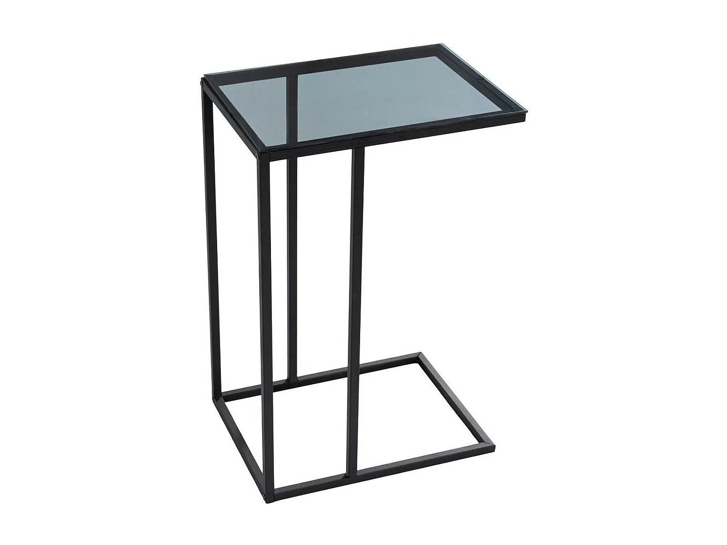 Bout de canapé métal noir – plateau verre fumé design TULUM