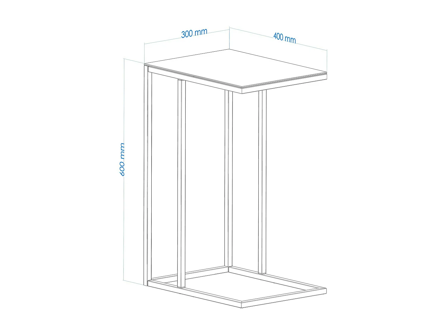 Bout de canapé métal noir – plateau verre fumé design TULUM