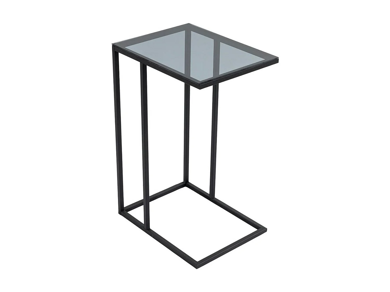 Bout de canapé métal noir – plateau verre fumé design TULUM