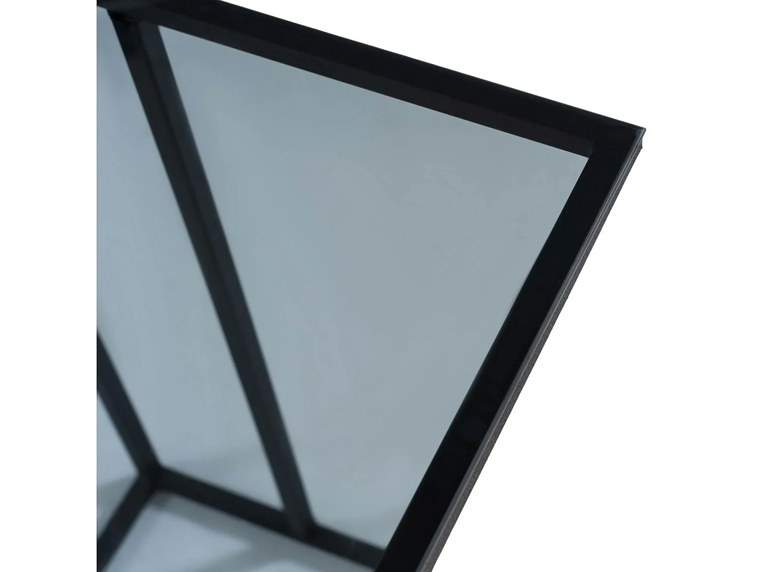 Bout de canapé métal noir – plateau verre fumé design TULUM