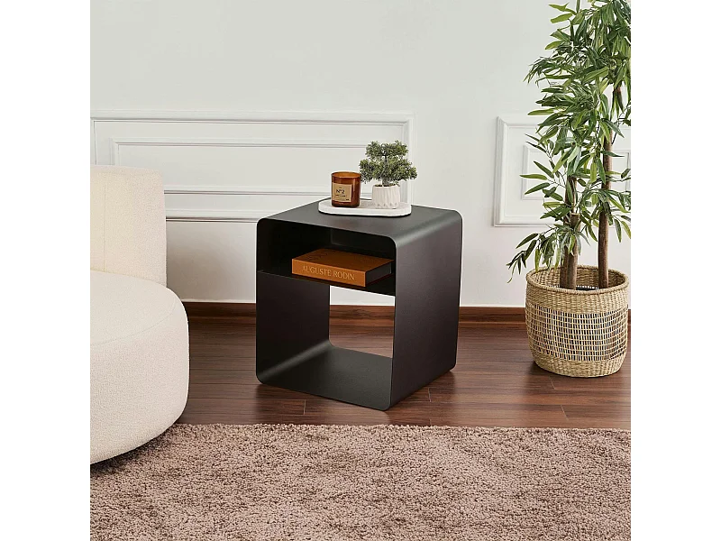 Table d’appoint design métal noir – forme cube SFAX