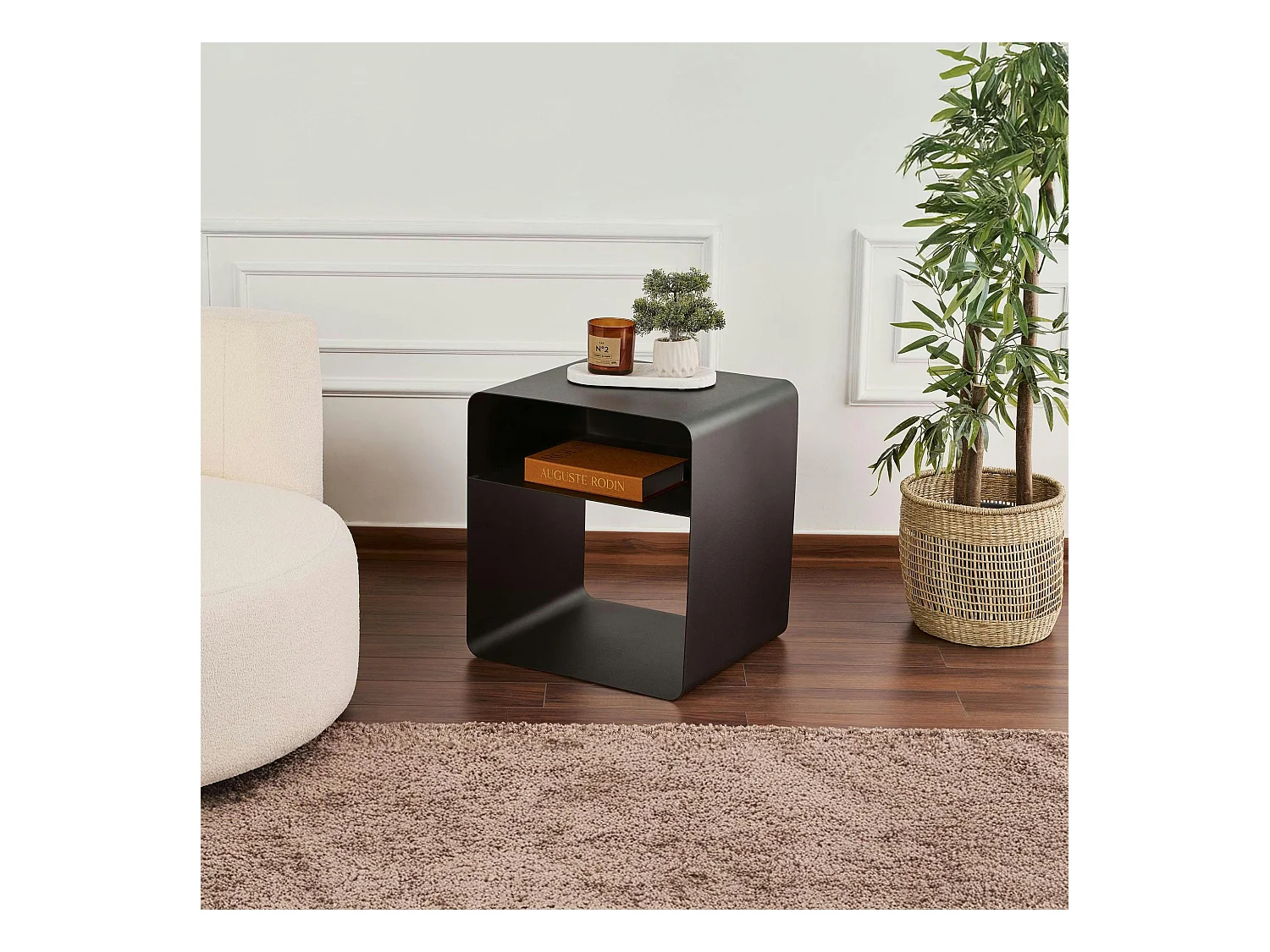 Table d’appoint design métal noir – forme cube SFAX