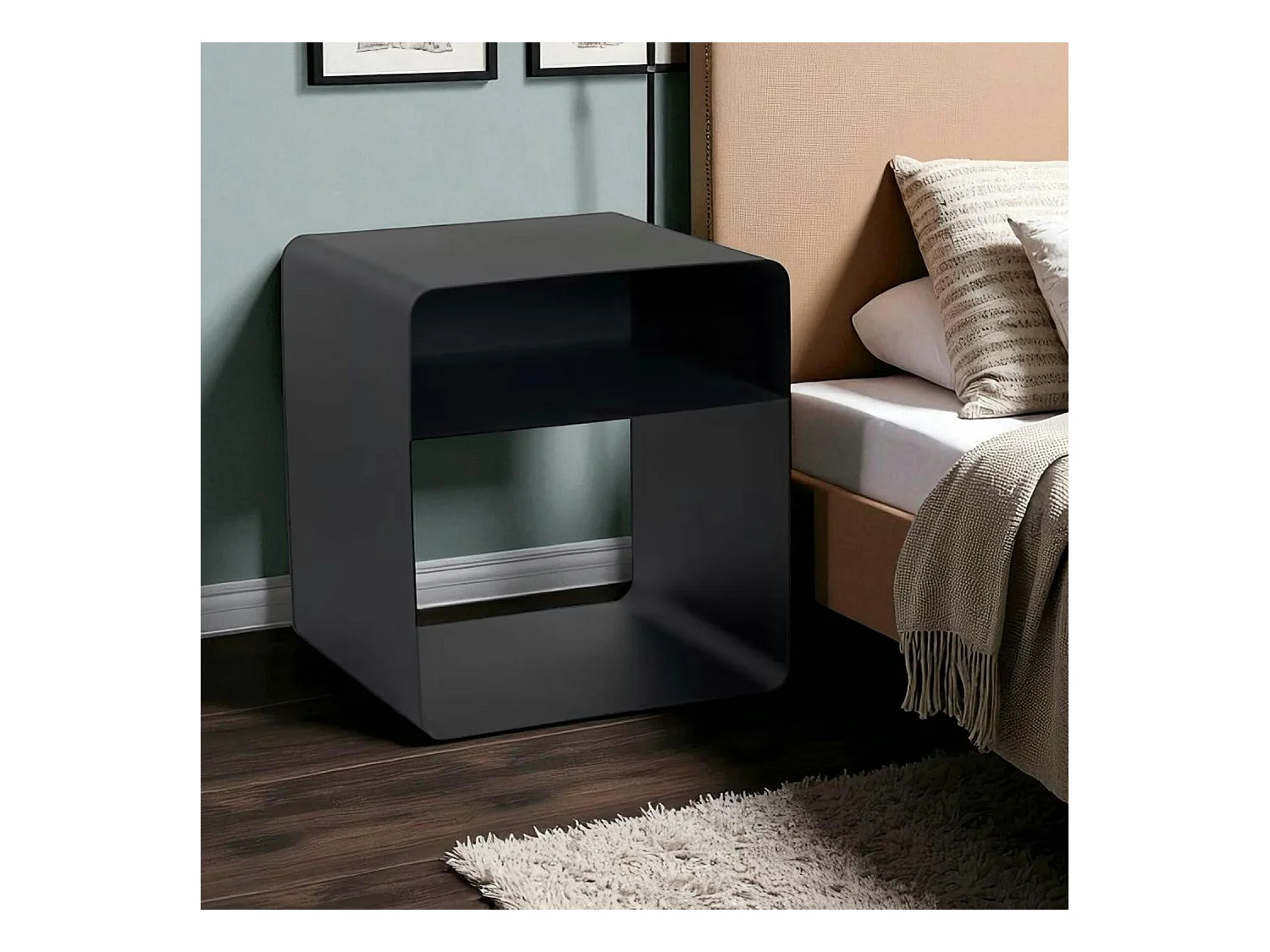 Table d’appoint design métal noir – forme cube SFAX