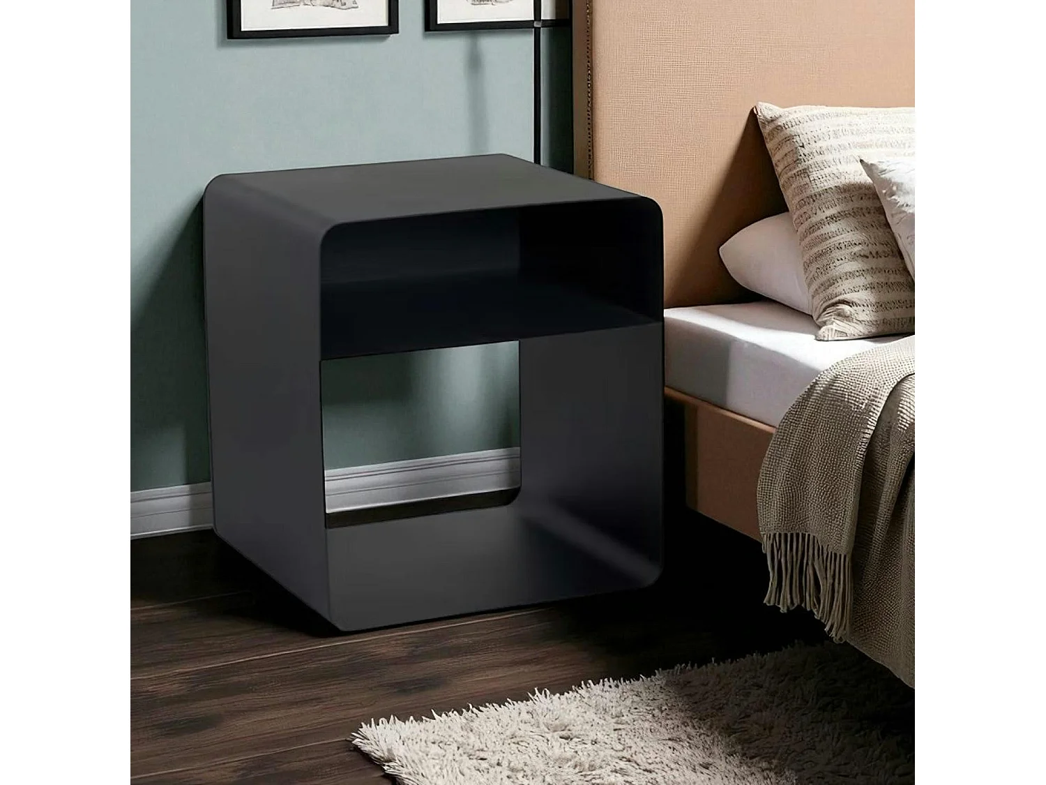 Table d’appoint design métal noir – forme cube SFAX