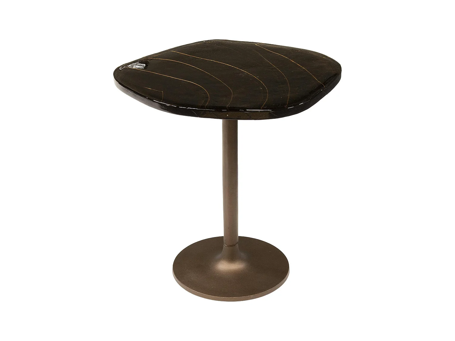 Bout de canapé verre – finition cuivre antique, 50 cm LAGUNA