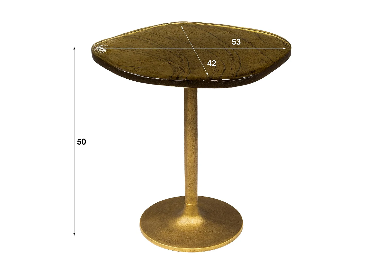 Bout de canapé verre – finition cuivre antique, 50 cm LAGUNA