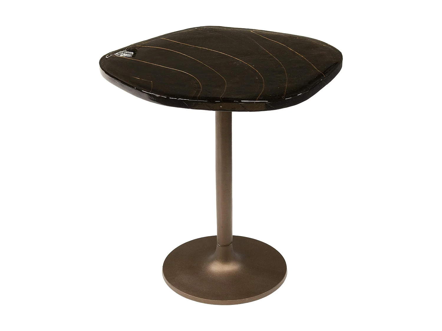 Bout de canapé verre – finition cuivre antique, 50 cm LAGUNA