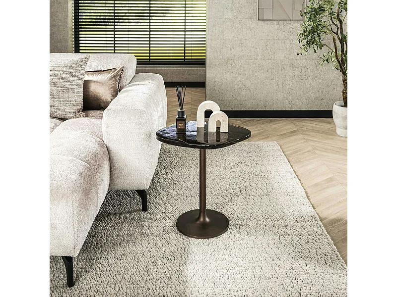 Bout de canapé verre – finition cuivre antique, 50 cm LAGUNA