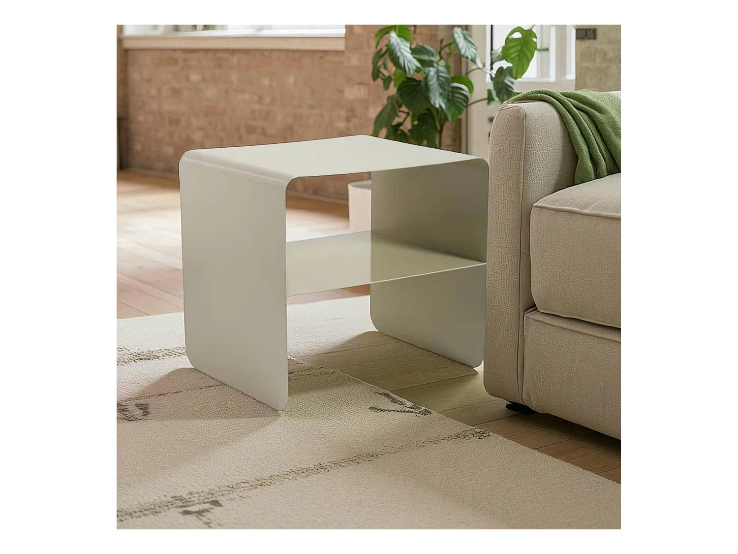 Table d’appoint design métal taupe – 2 plateaux SFAX