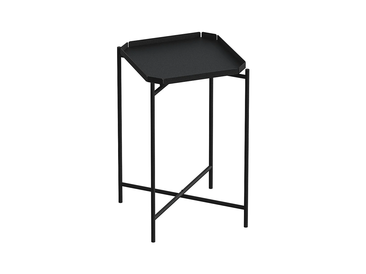 Petite table d’appoint noire carrée, pieds croisés SFAX