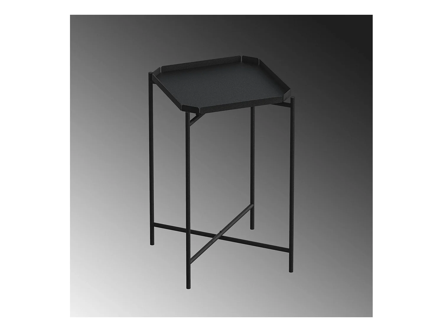 Petite table d’appoint noire carrée, pieds croisés SFAX