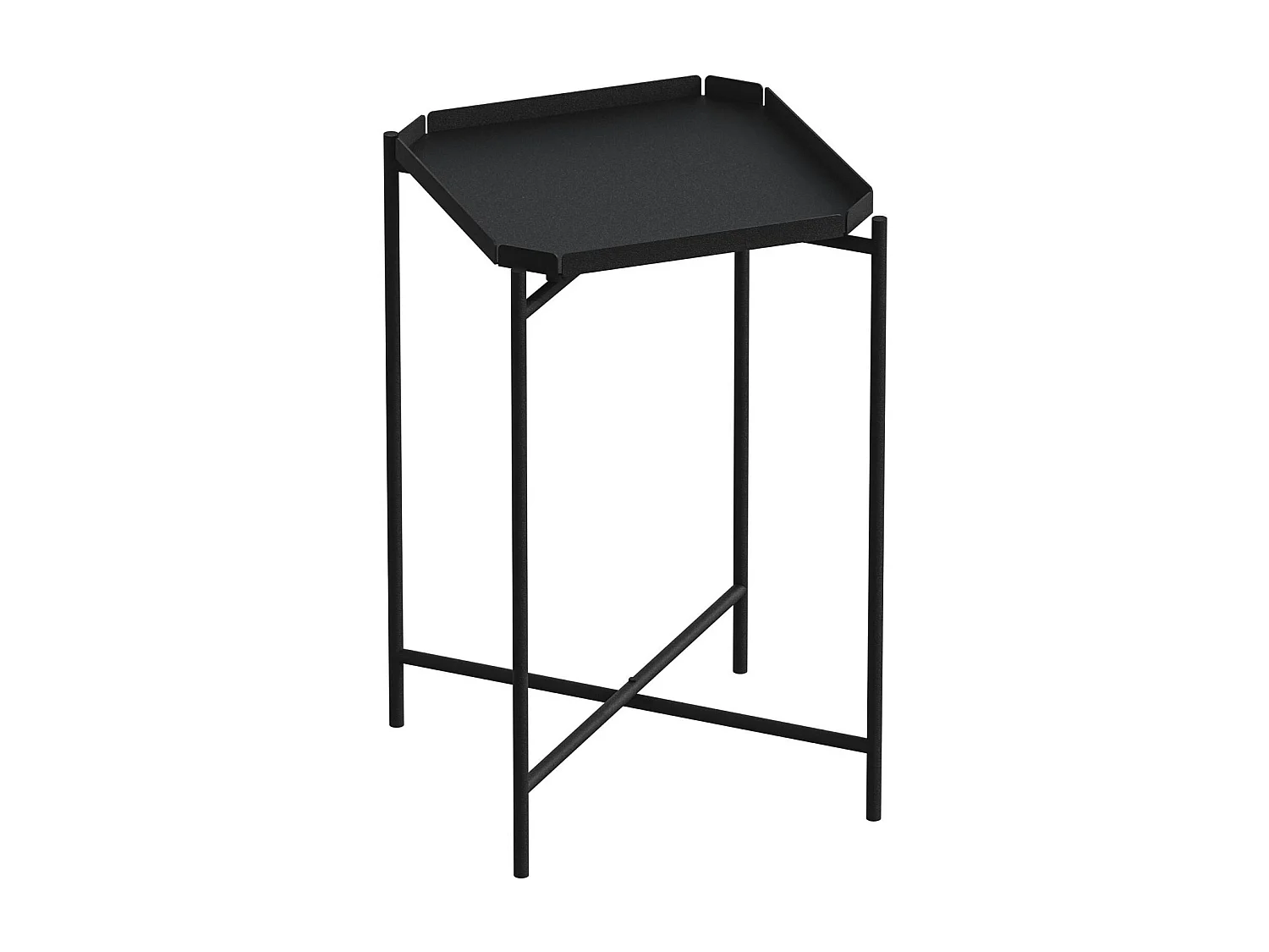 Petite table d’appoint noire carrée, pieds croisés SFAX