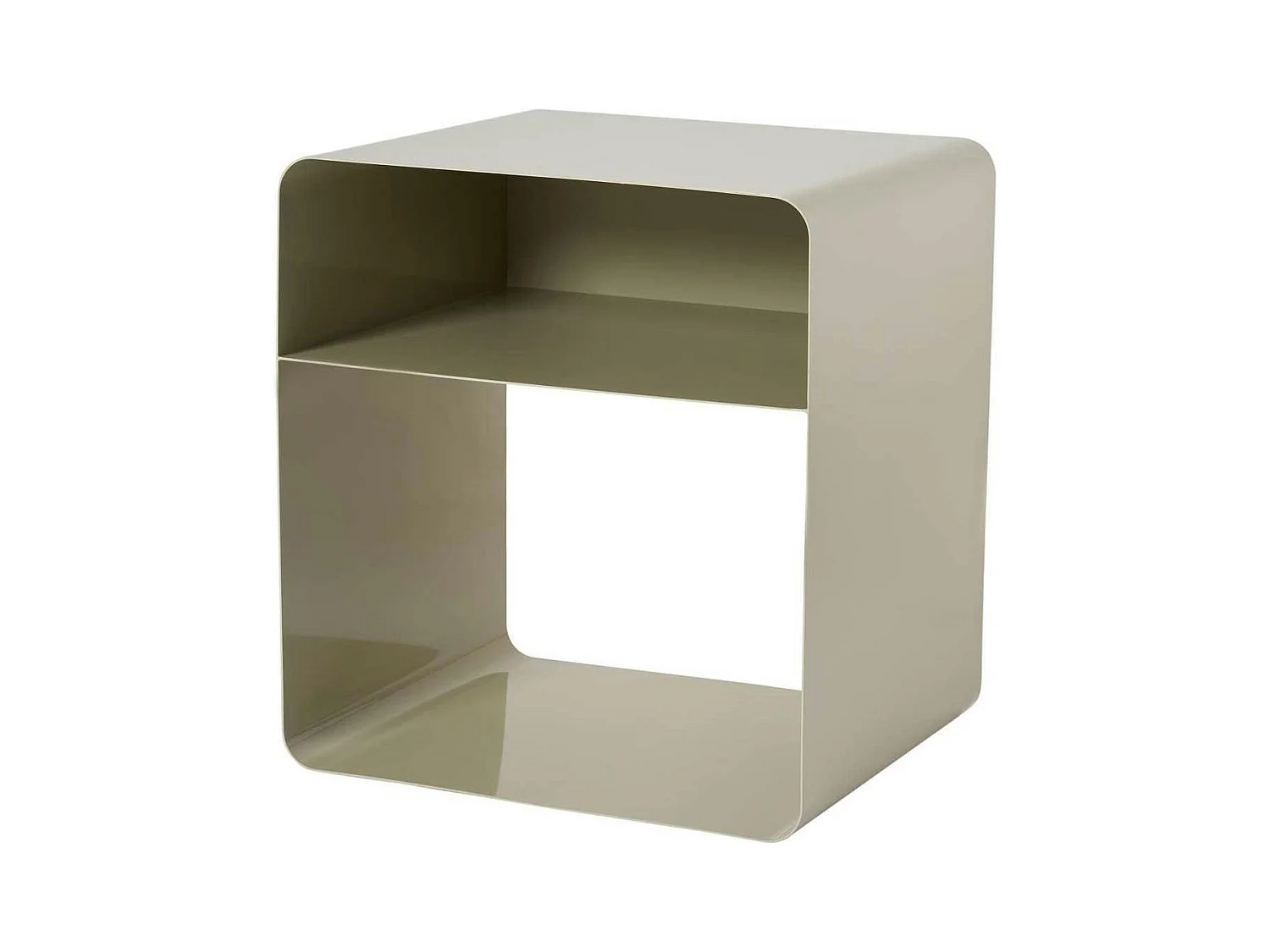 Table d’appoint design métal taupe – forme cube SFAX