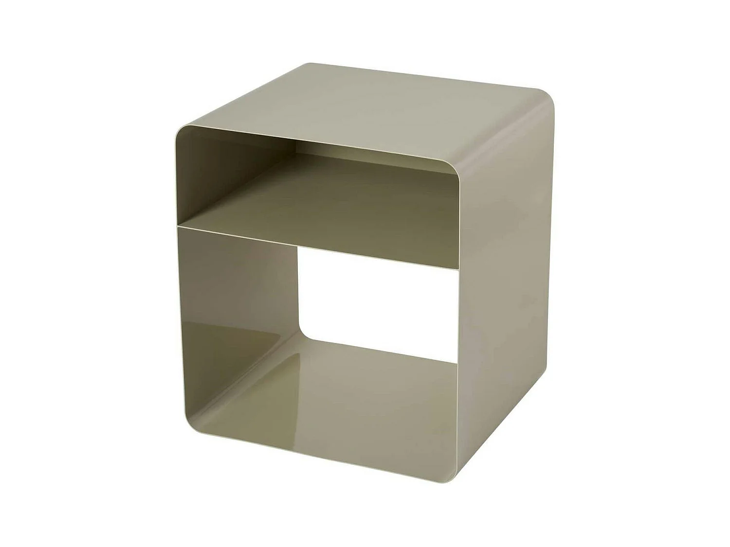 Table d’appoint design métal taupe – forme cube SFAX