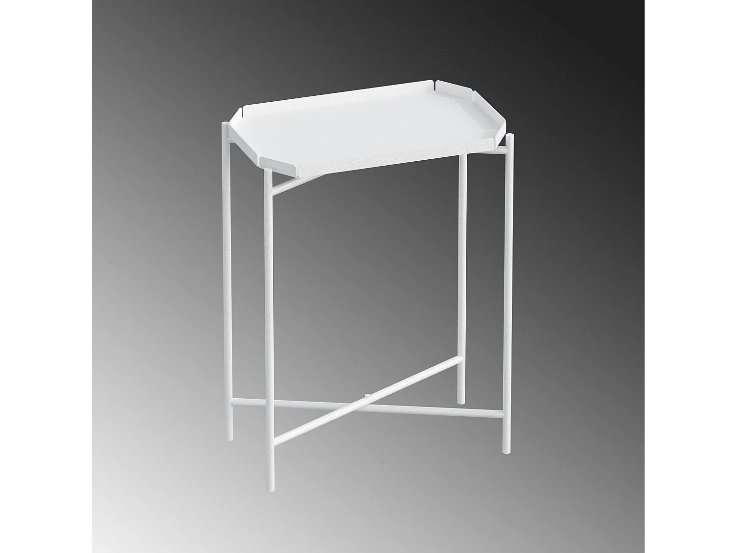 Petite table d’appoint blanche, plateau rectangulaire SFAX