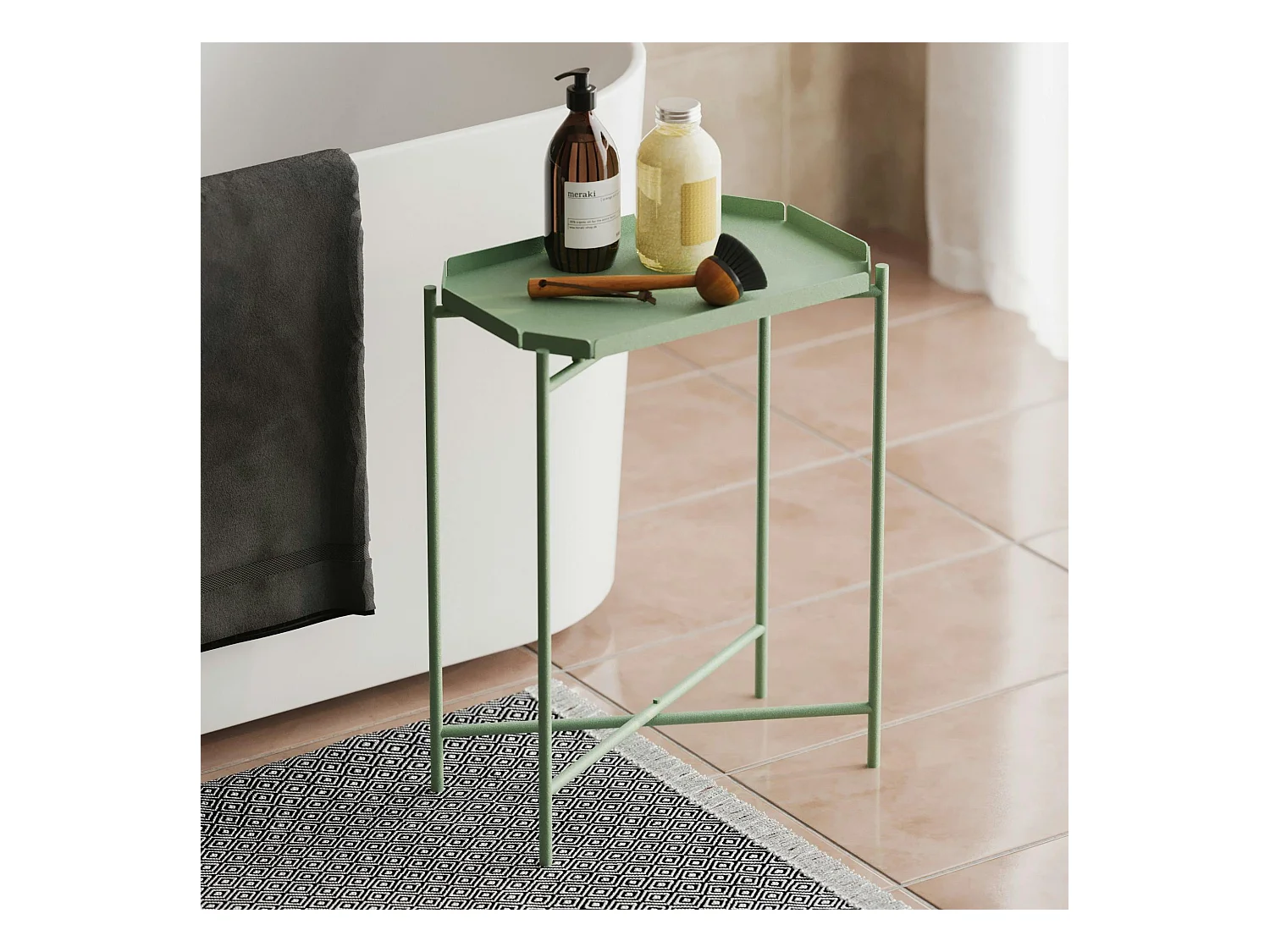 Petite table d’appoint verte, plateau rectangulaire SFAX