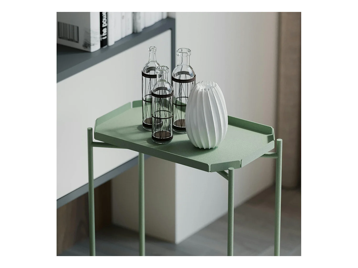 Petite table d’appoint verte, plateau rectangulaire SFAX
