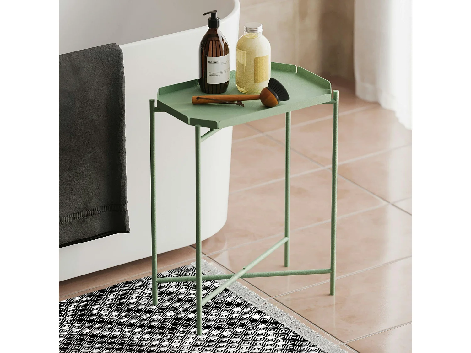 Petite table d’appoint verte, plateau rectangulaire SFAX