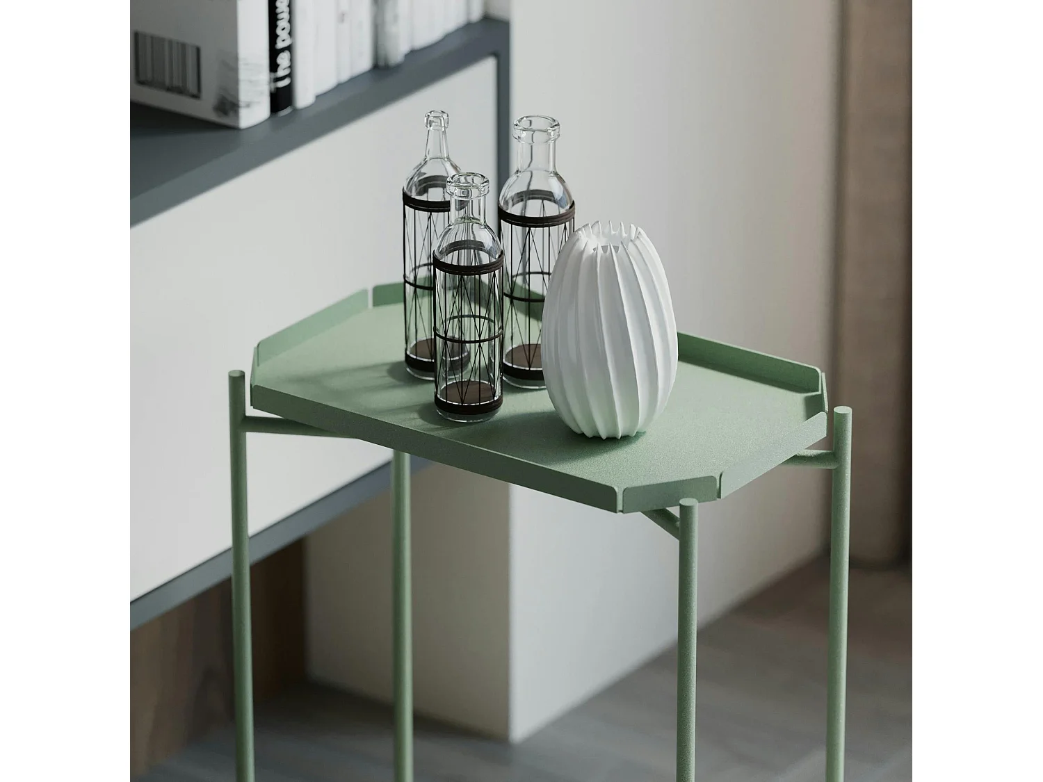 Petite table d’appoint verte, plateau rectangulaire SFAX