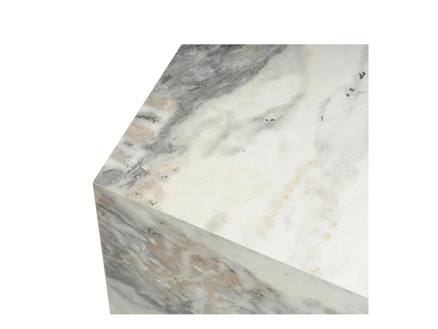 Bout de canapé cube effet marbre blanc - style design MARFA