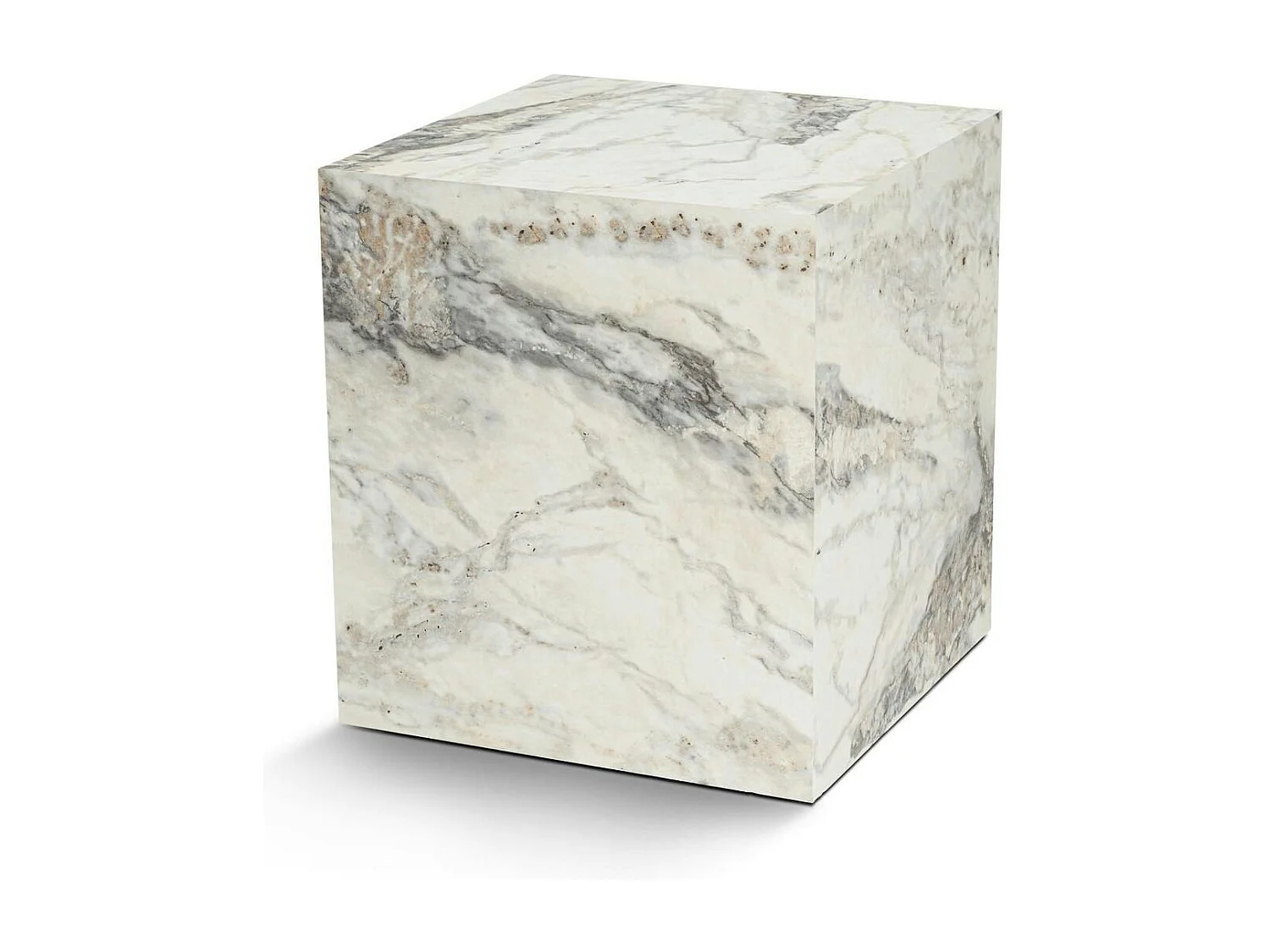 Bout de canapé cube effet marbre blanc - style design MARFA