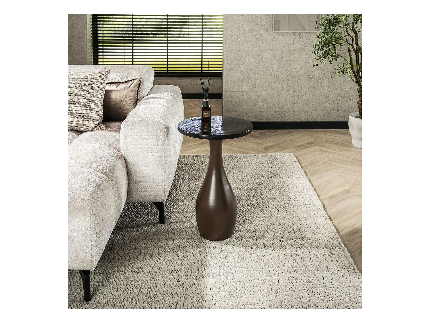 Table d’appoint en verre – cuivre antique, 60 cm LAGUNA