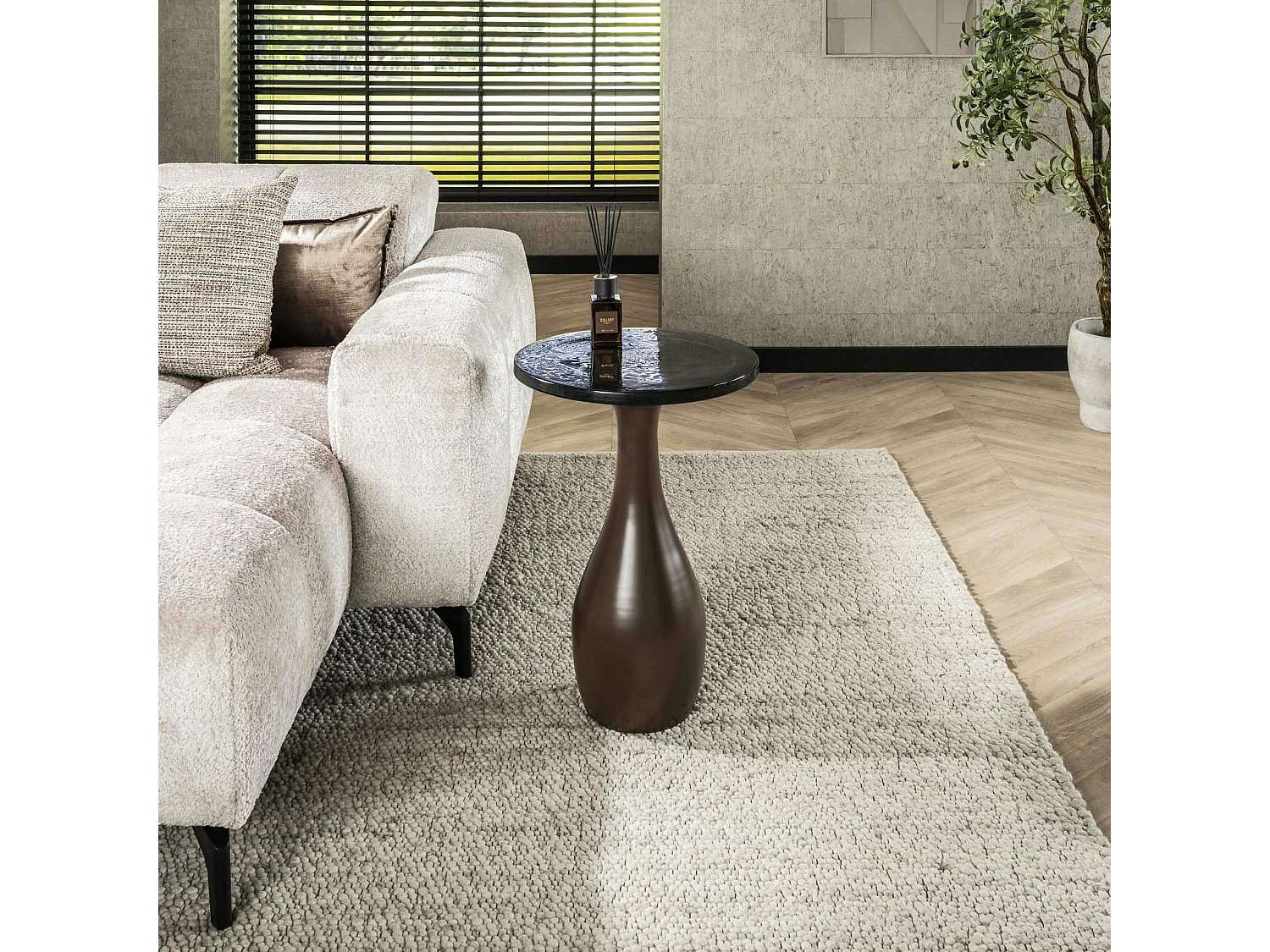 Table d’appoint en verre – cuivre antique, 60 cm LAGUNA