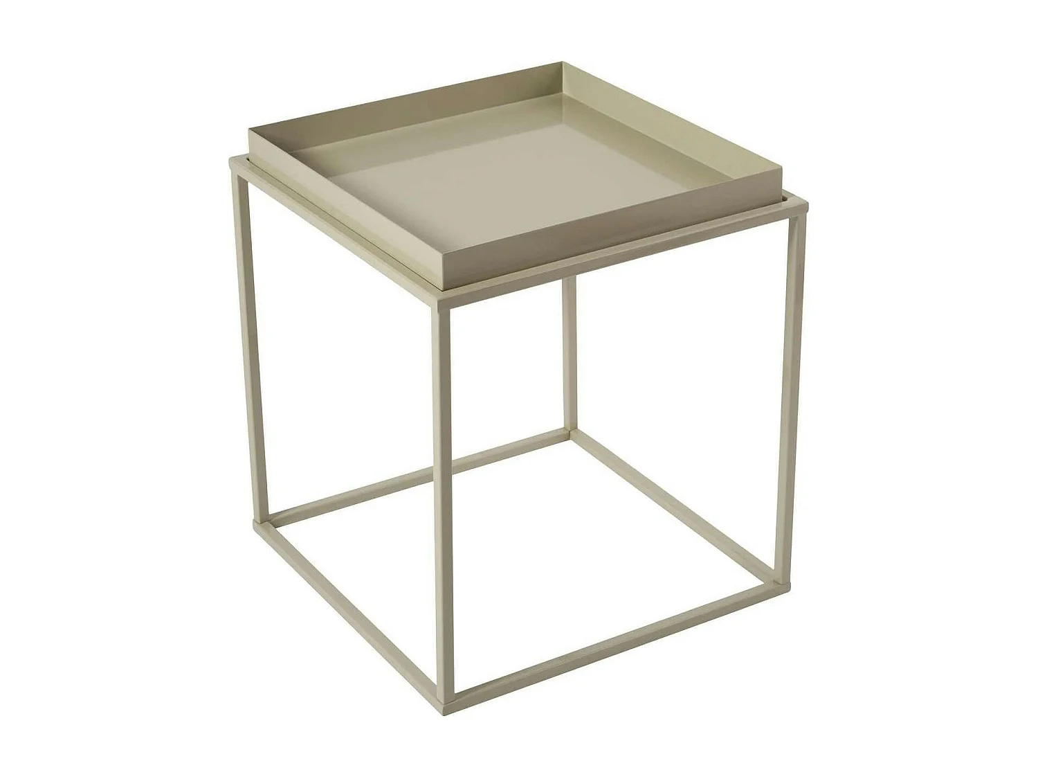 Bout de canapé cube blanc cassé – plateau mobile SFAX