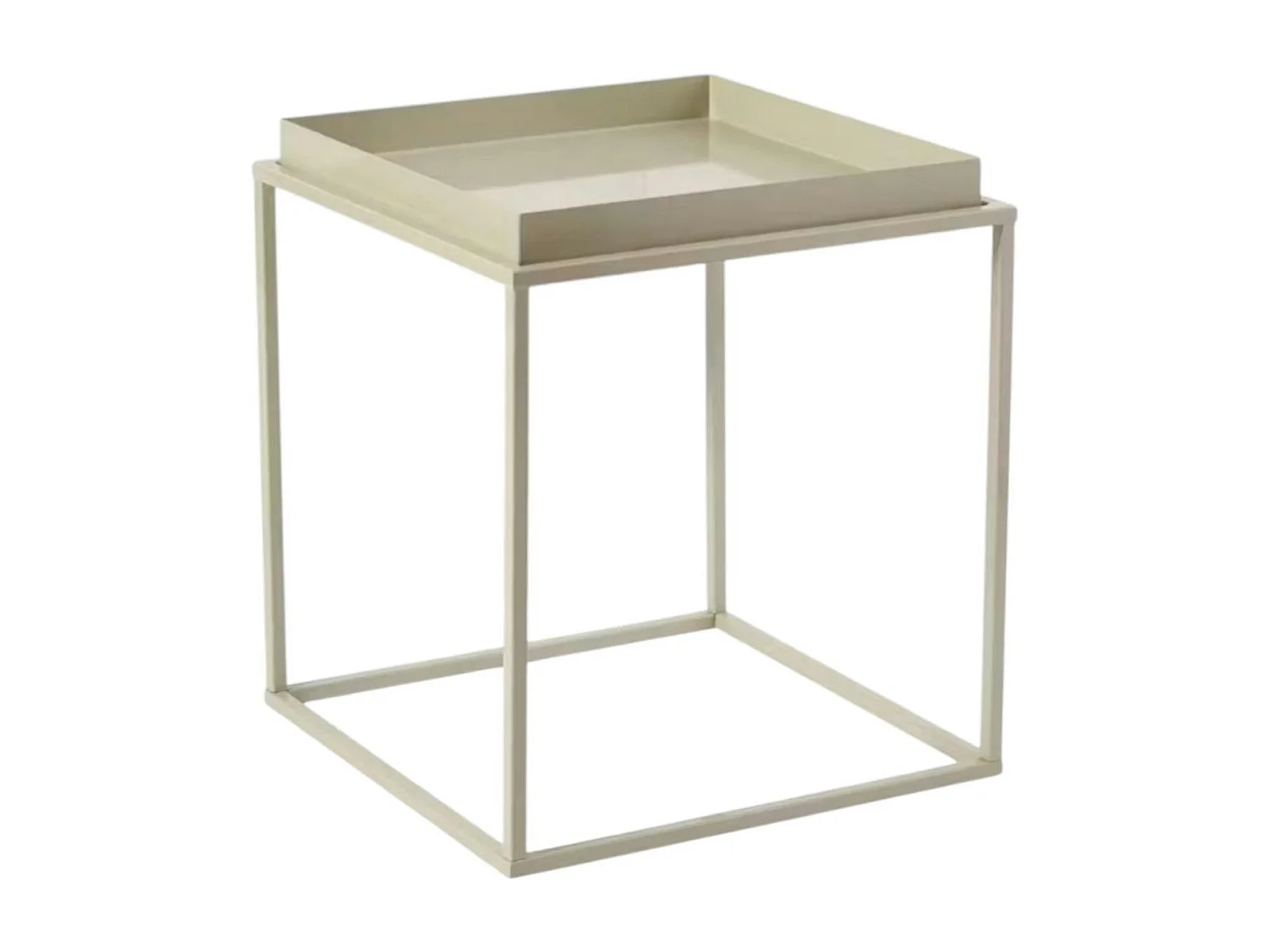 Bout de canapé cube blanc cassé – plateau mobile SFAX