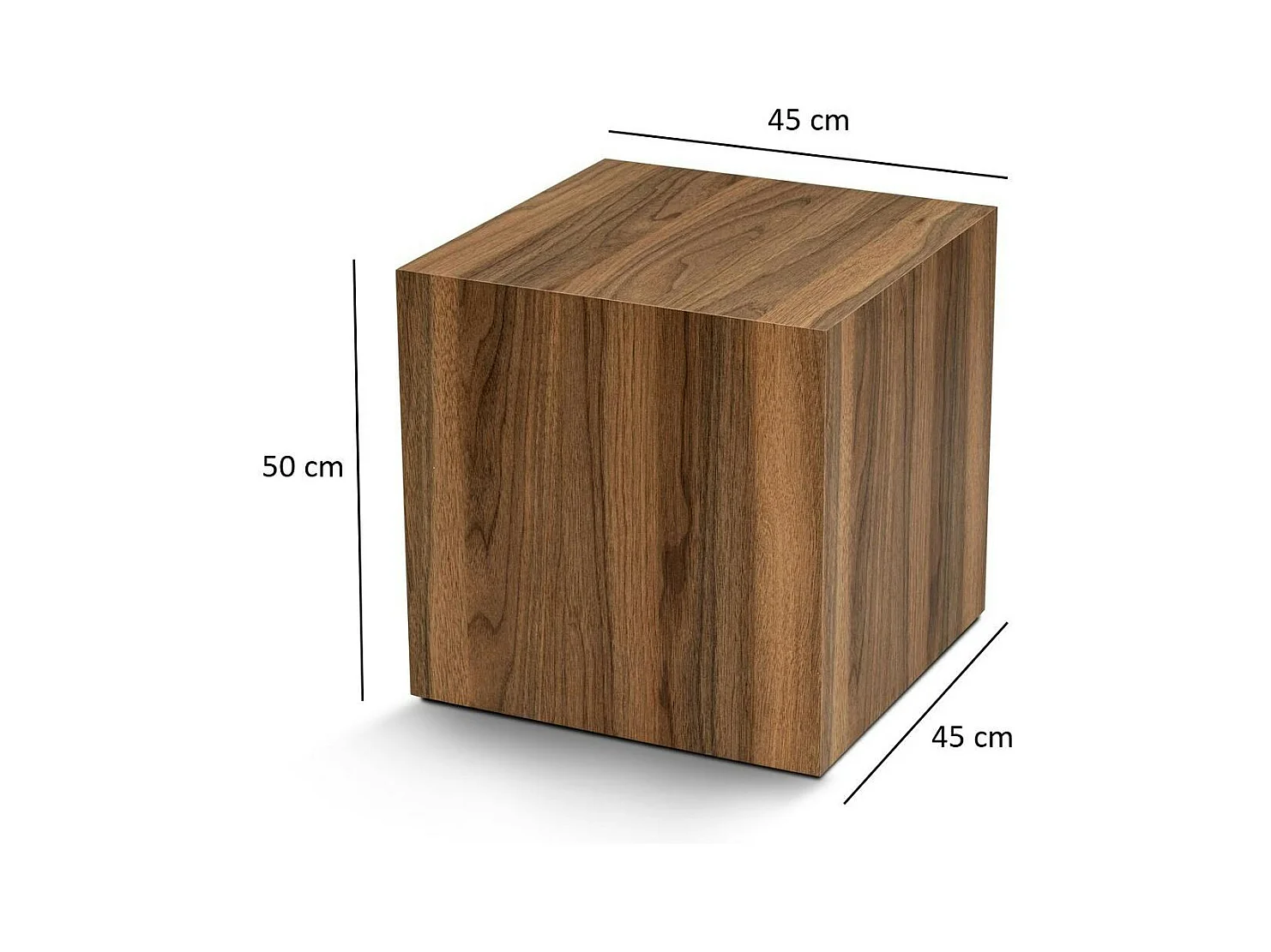 Bout de canapé cube effet bois de noyer - style design MARFA