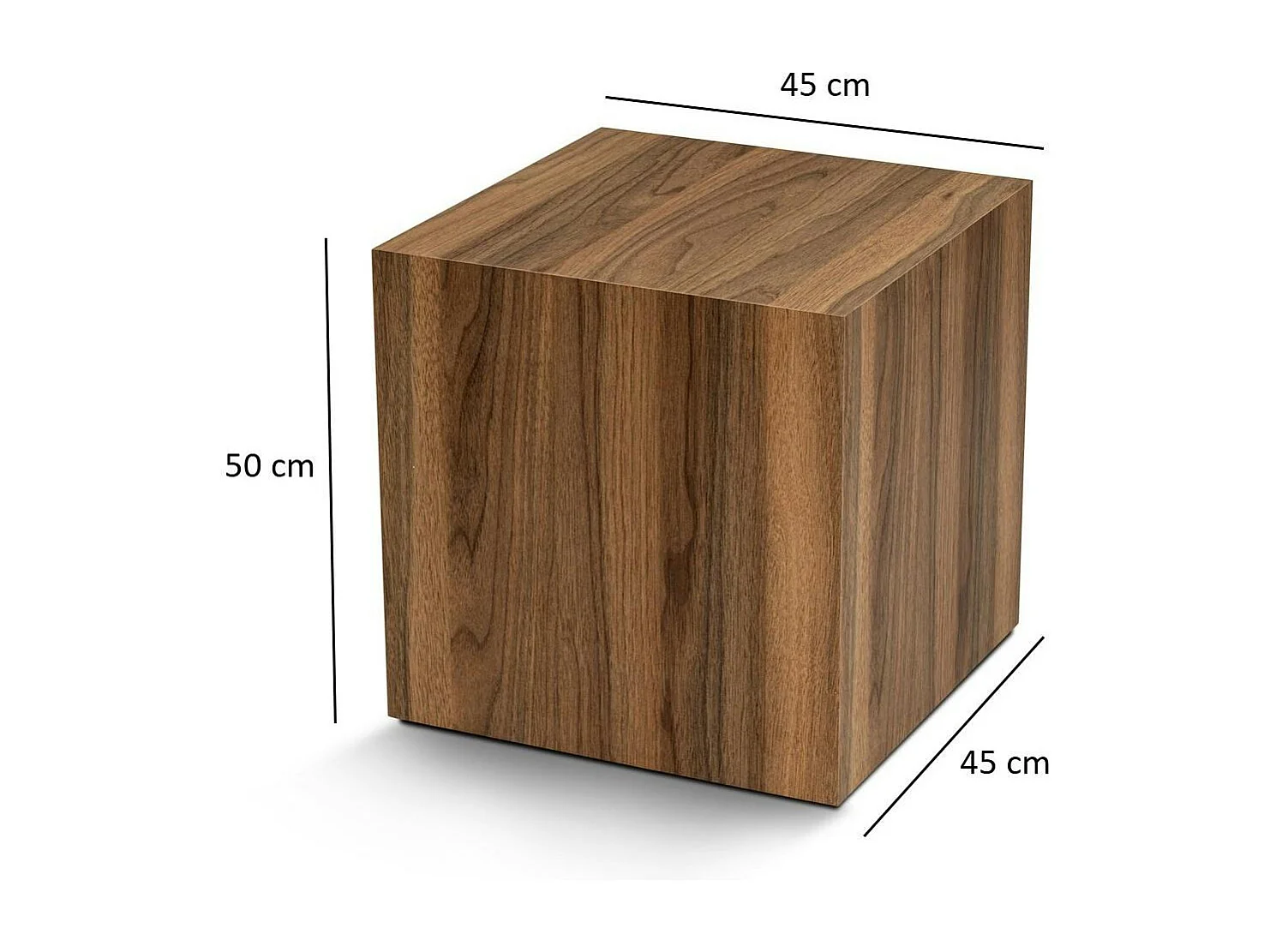 Bout de canapé cube effet bois de noyer - style design MARFA